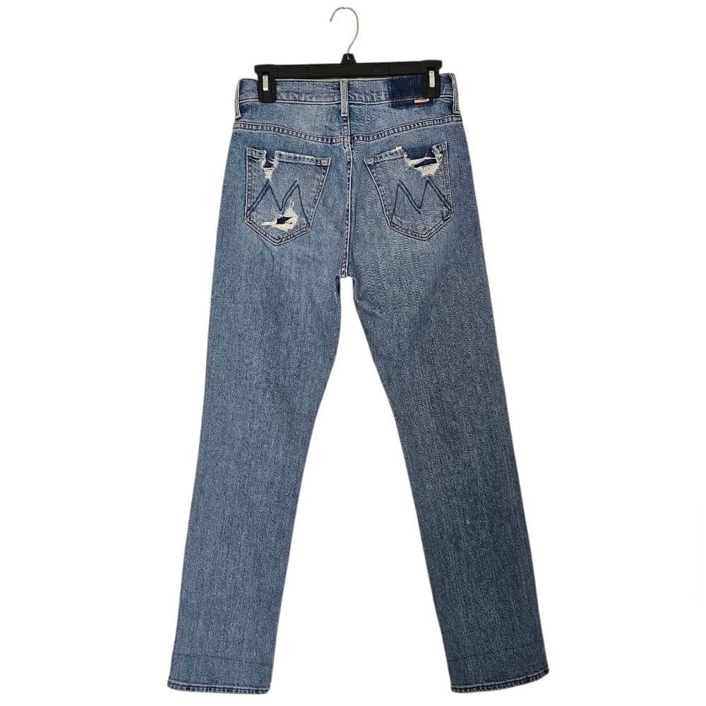 MOTHER High Waisted Hiker Hover High Rise Distressed Straight Leg Blue Jeans 25 - Picture 2 of 11